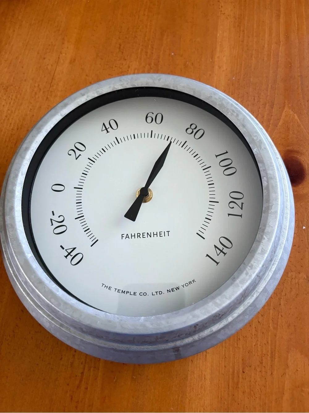 Pottery Barn Silver and White Round Wall Thermometer